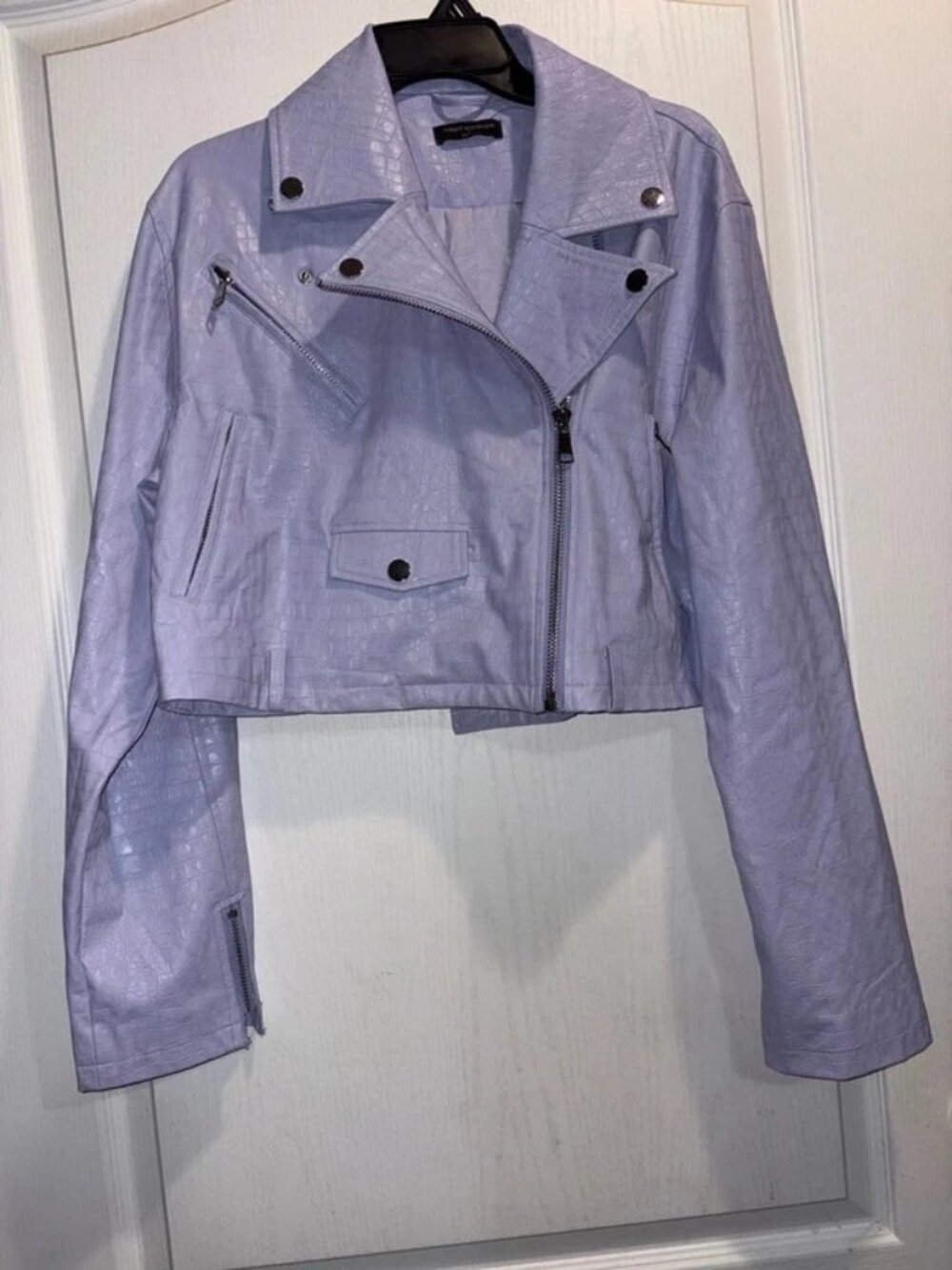 Naked Wardrobe Vegan Croc Leather Moto Jacket